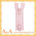 5# Plastic plastic zipper for garment bag with light pink tape T/W T/S A/L